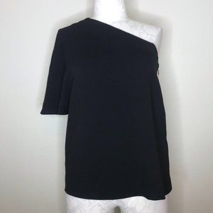 TIBI Black One-Shoulder Top